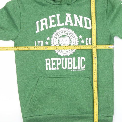 Irish Connexxion Men's Green XS Pullover Hoodie with Logo Print