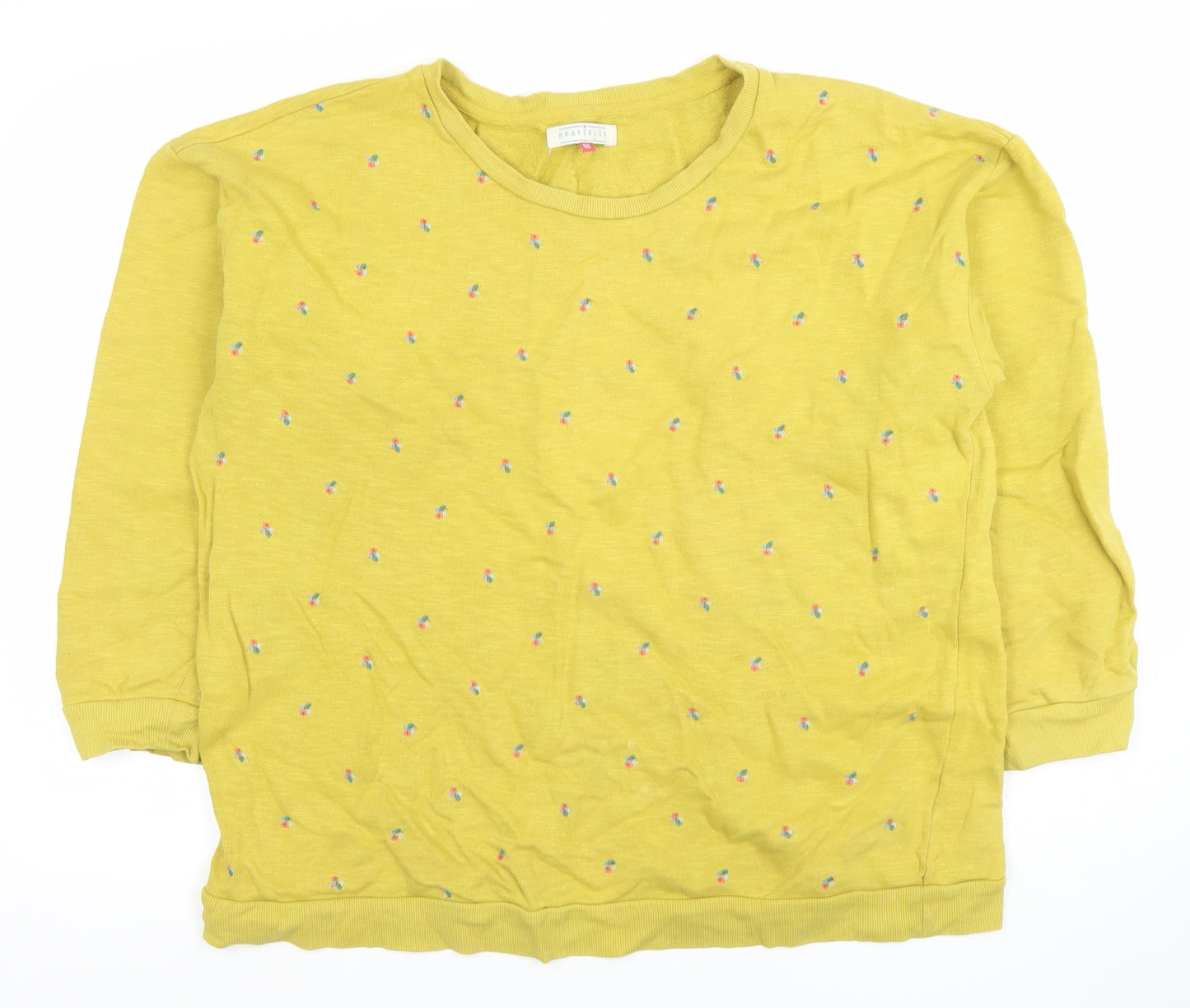 Brakeburn Women's Yellow Size 16 Cotton Pullover Sweatshirt