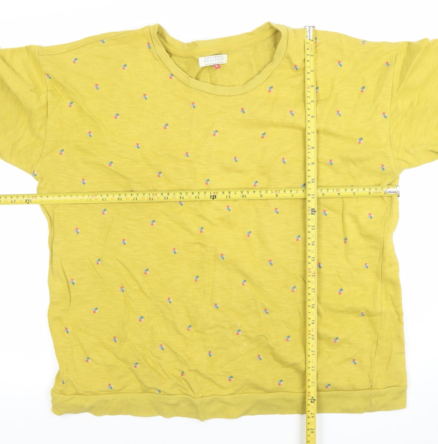 Brakeburn Women's Yellow Size 16 Cotton Pullover Sweatshirt