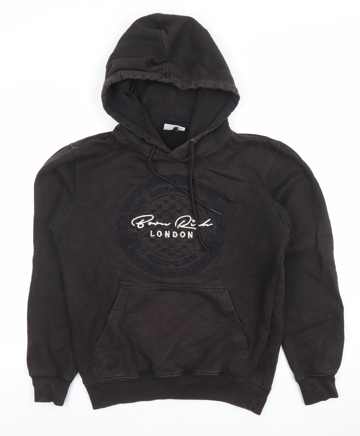 Born Rich London Black S Pullover Hoodie Cotton Blend Women's