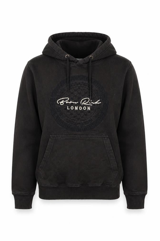 Front view of Born Rich London Black S Pullover Hoodie Cotton Blend Women's