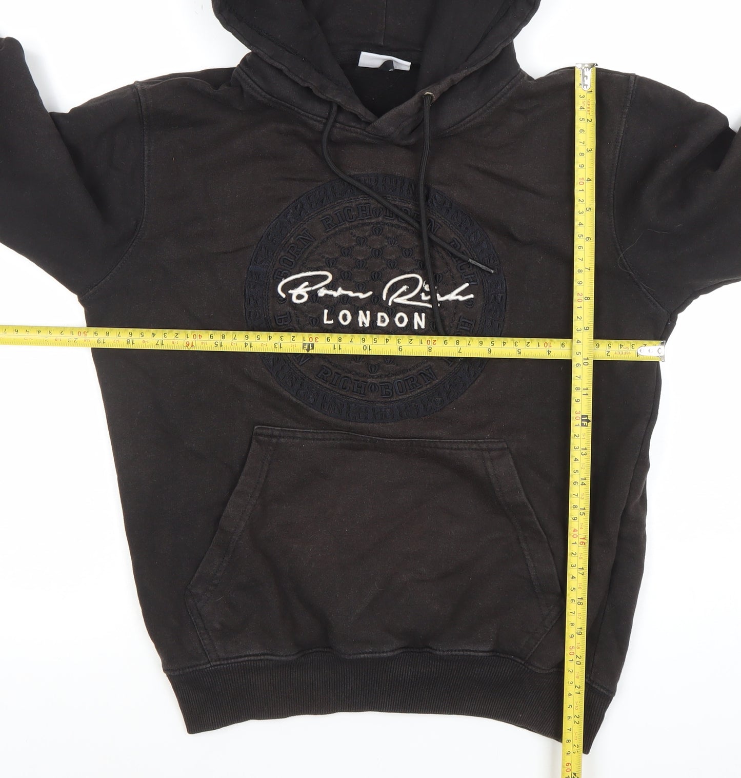 Born Rich London Black S Pullover Hoodie Cotton Blend Women's