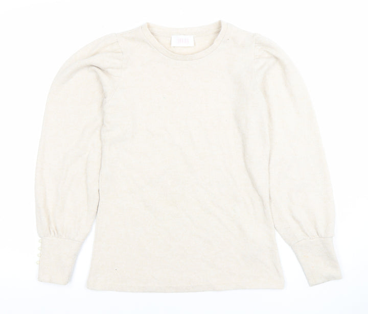 Savida Women’s Beige XS Puff Sleeve Crew Neck Knit Jumper