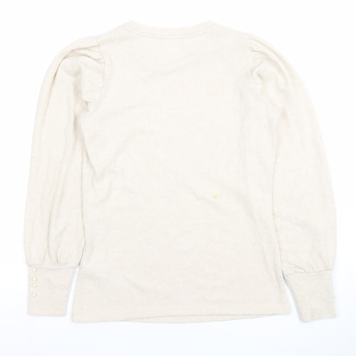 Savida Women’s Beige XS Puff Sleeve Crew Neck Knit Jumper
