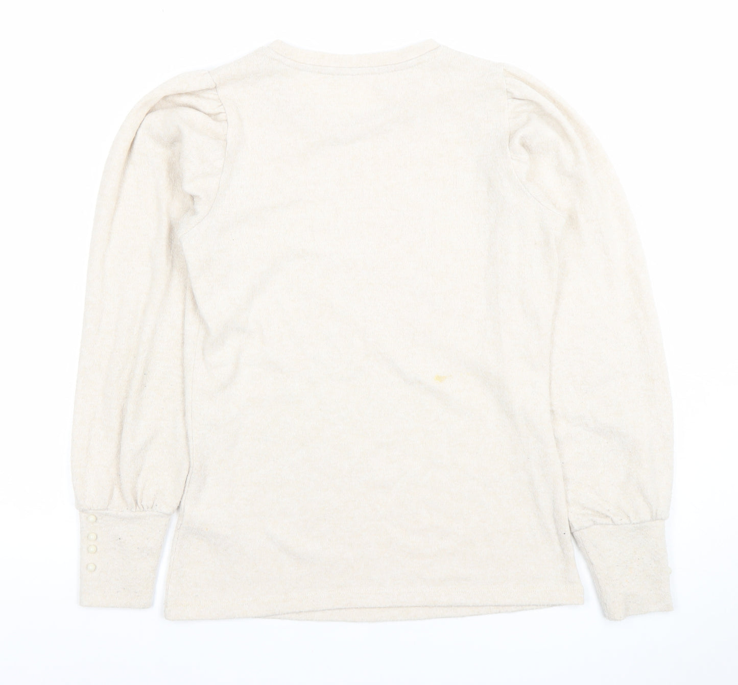 Savida Women’s Beige XS Puff Sleeve Crew Neck Knit Jumper
