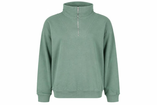 Front view of Dunnes Women’s Green 1/2 Zip Pullover Sweatshirt UK 14