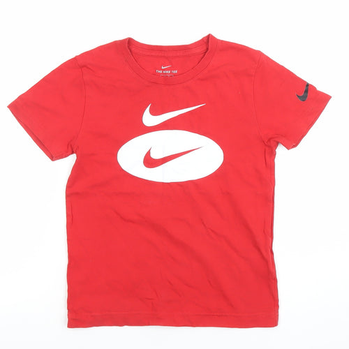 Nike Boys Red 6-7 Years Athletic Fit Logo Graphic T-Shirt