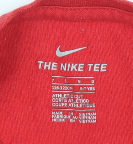 Nike Boys Red 6-7 Years Athletic Fit Logo Graphic T-Shirt