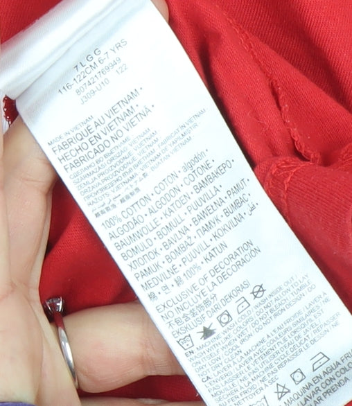 Nike Boys Red 6-7 Years Athletic Fit Logo Graphic T-Shirt