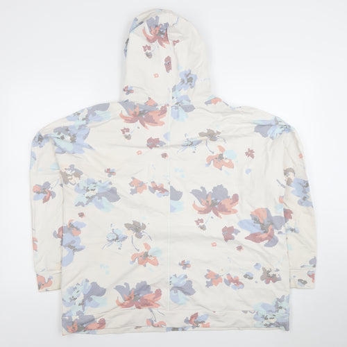 Cecil Women's Beige Floral Hooded Pullover Sweatshirt XL