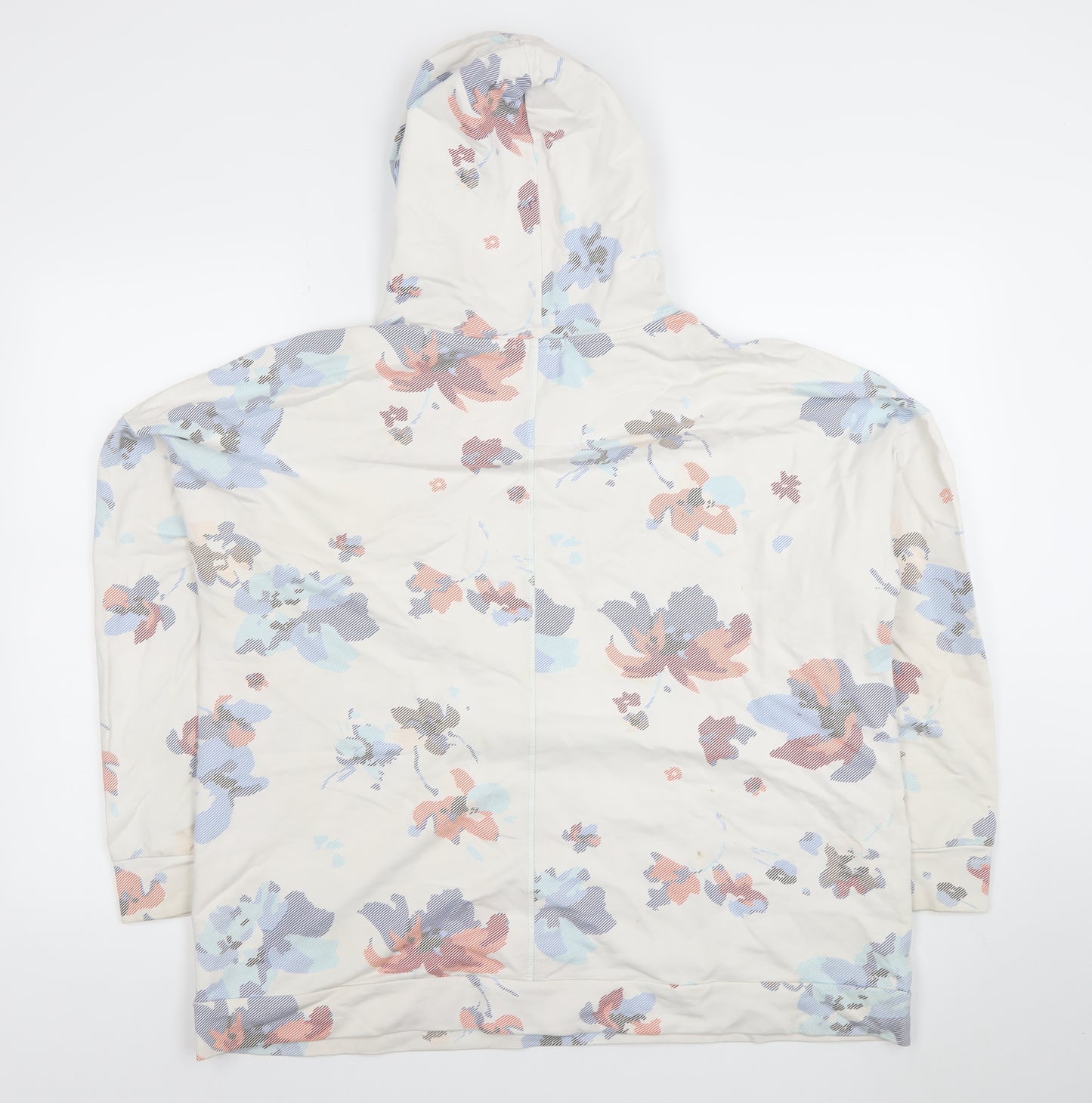 Cecil Women's Beige Floral Hooded Pullover Sweatshirt XL