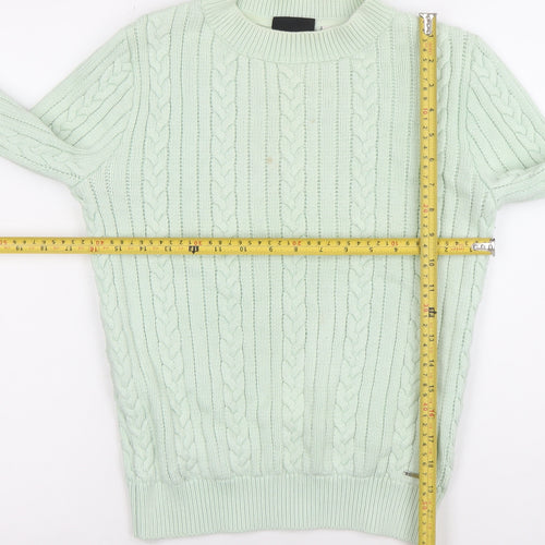 Diesel Women's Green Cable-Knit Crew Neck Jumper Size S
