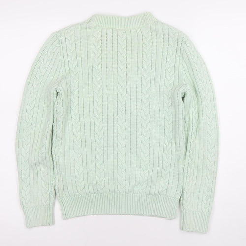 Diesel Women's Green Cable-Knit Crew Neck Jumper Size S