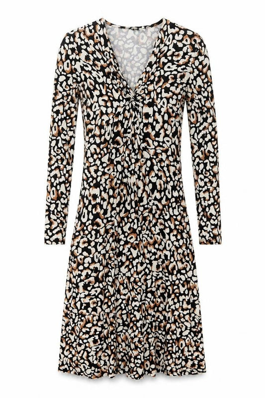 Front view of Primark Women's Multicoloured Animal Print Bodycon Midi Dress, size S