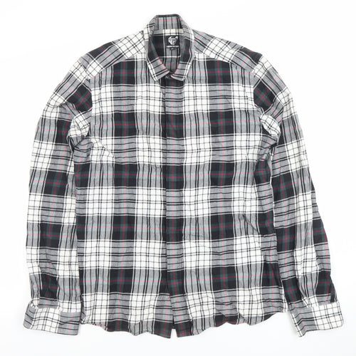 Etnies Limited Men Black Grey Plaid Button-Up Cotton Shirt M