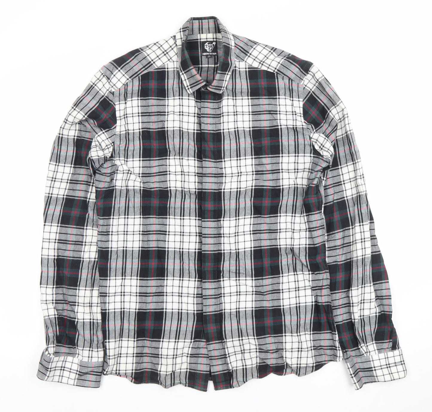 Etnies Limited Men Black Grey Plaid Button-Up Cotton Shirt M