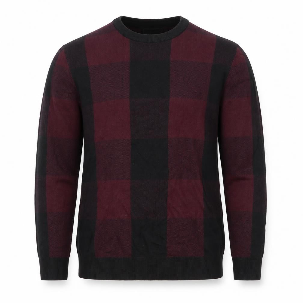 Front view of SELECTED HOMME Men's Multicoloured Check Cotton Crew Neck Jumper M