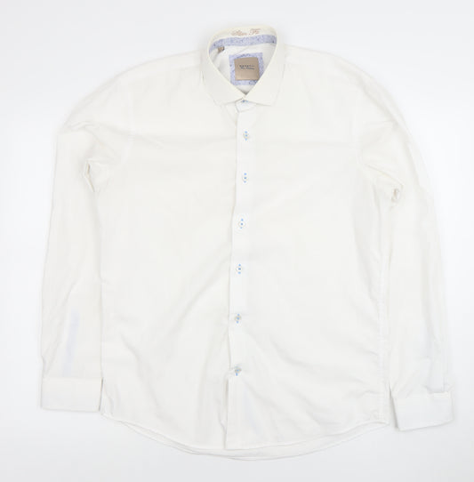 Benetti Men's White Slim Fit Long Sleeve Formal Dress Shirt 16.5in