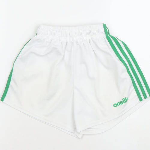 O'Neills Boys White Green Athletic Shorts Size 28in Polyester Activewear