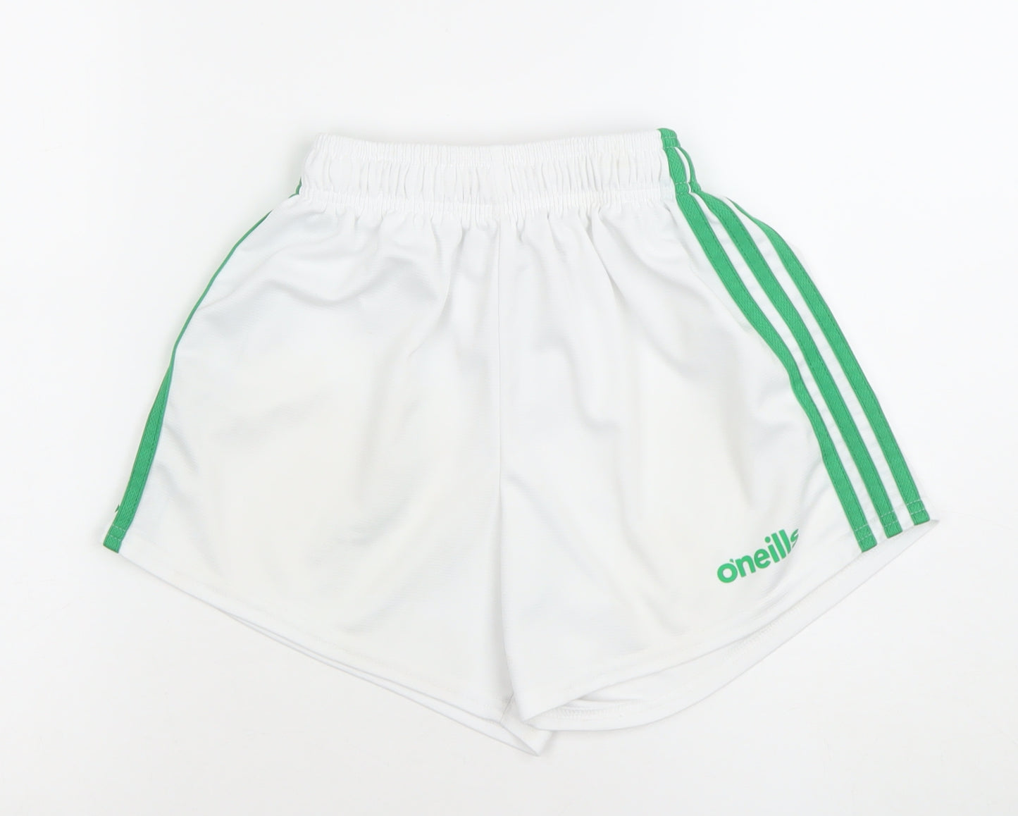 O'Neills Boys White Green Athletic Shorts Size 28in Polyester Activewear