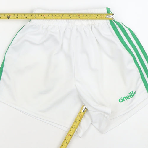 O'Neills Boys White Green Athletic Shorts Size 28in Polyester Activewear