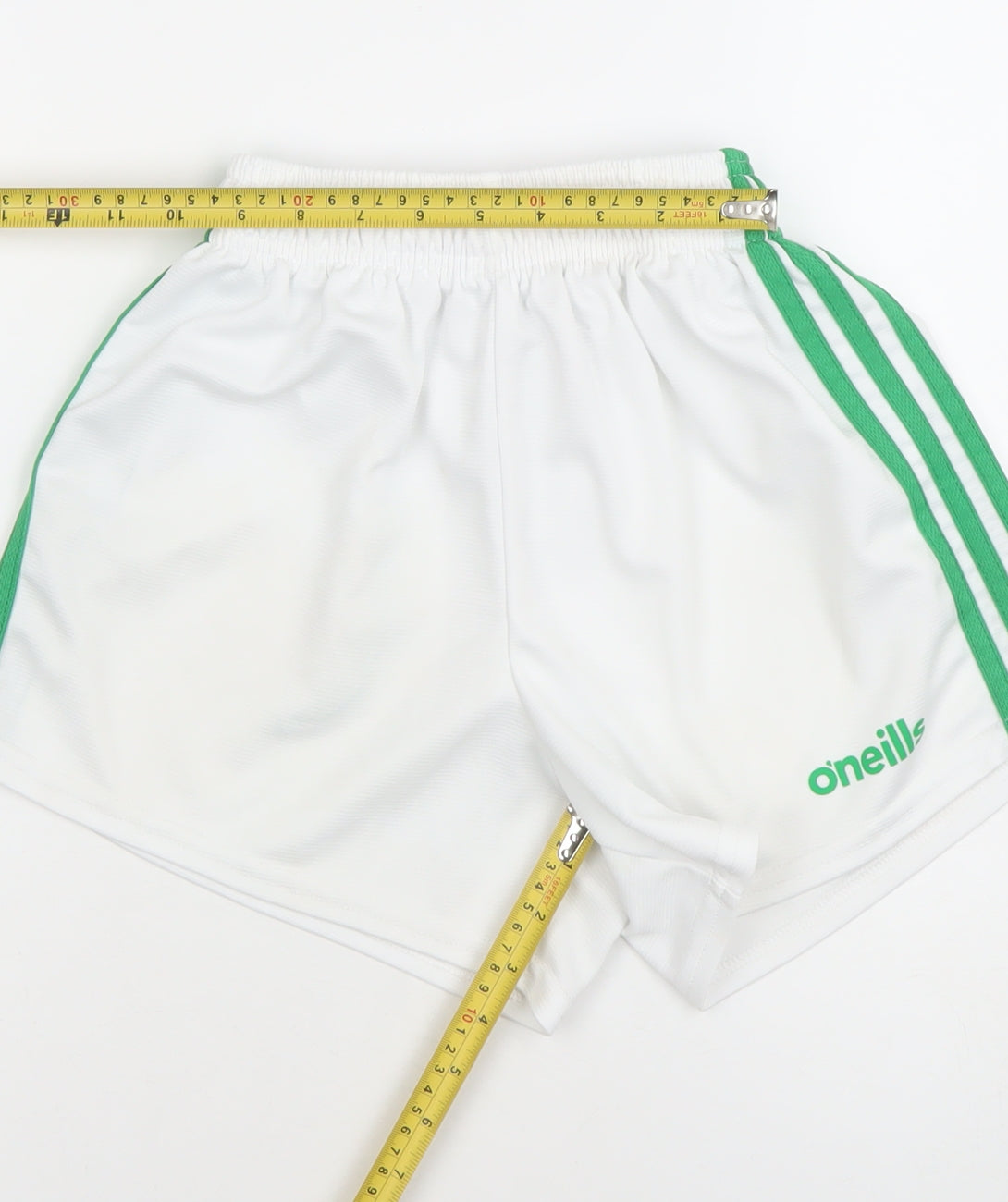 O'Neills Boys White Green Athletic Shorts Size 28in Polyester Activewear