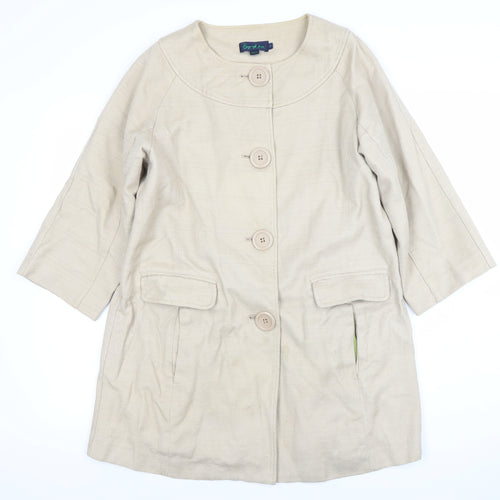 Boden Womens Beige Cotton Mid-Length 3/4 Sleeve Coat UK 8