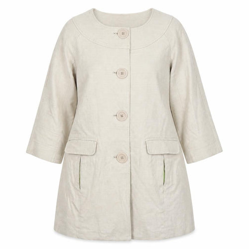 Boden Womens Beige Cotton Mid-Length 3/4 Sleeve Coat UK 8