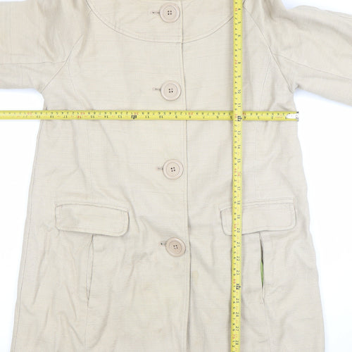 Boden Womens Beige Cotton Mid-Length 3/4 Sleeve Coat UK 8