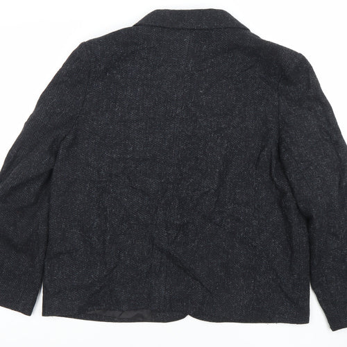 Debenhams Women Black Size 10 Tweed Wool Blend Single Breasted Blazer