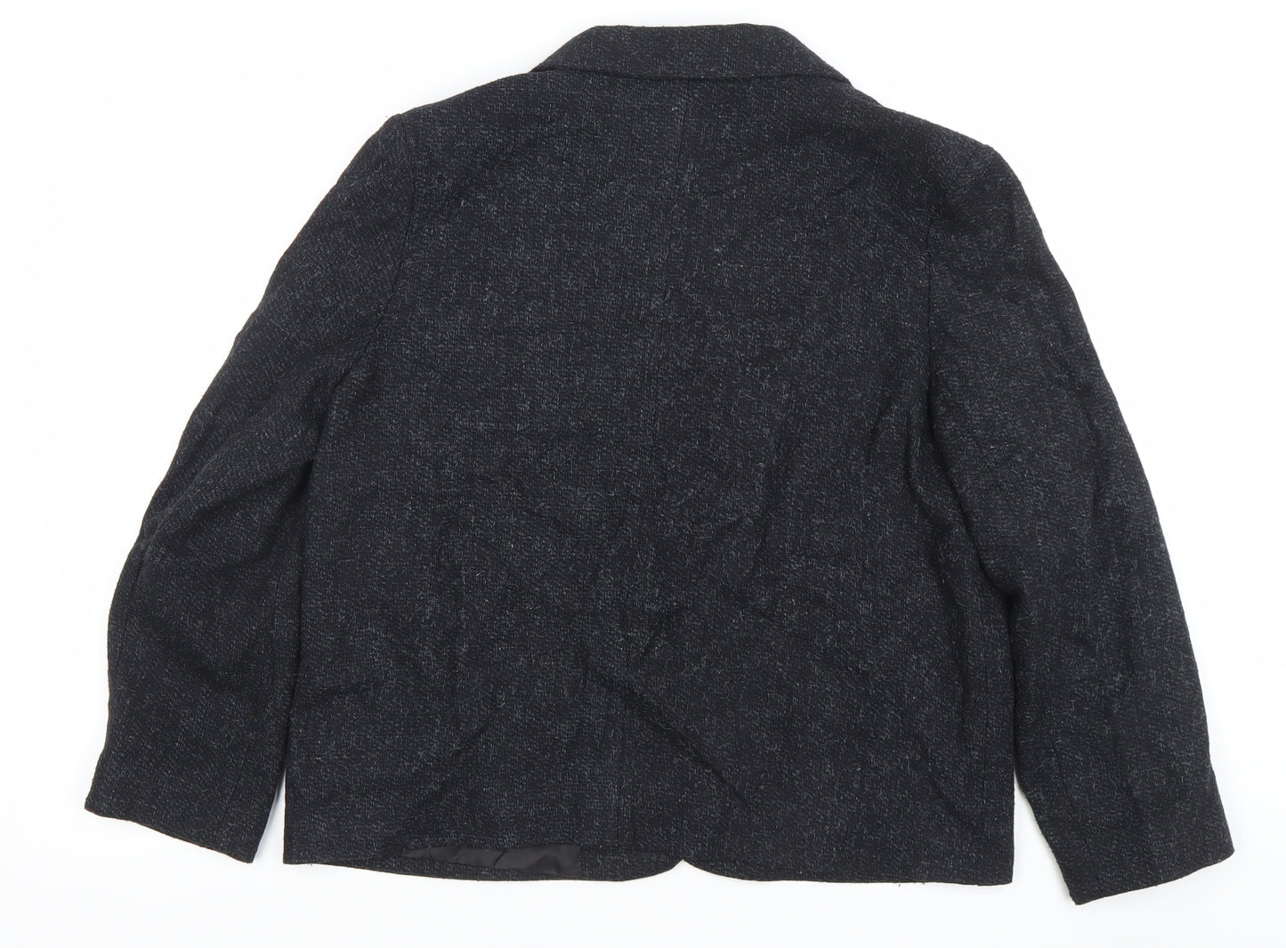 Debenhams Women Black Size 10 Tweed Wool Blend Single Breasted Blazer