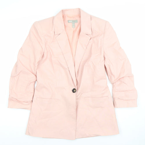 ASOS Women Pink Linen Blend Blazer UK 8 Single Breasted Jacket