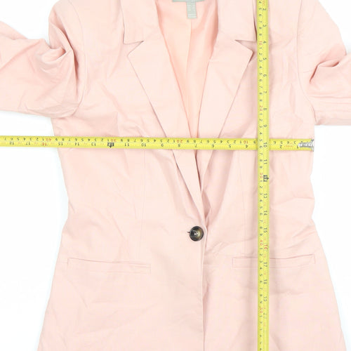 ASOS Women Pink Linen Blend Blazer UK 8 Single Breasted Jacket
