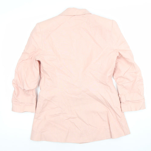 ASOS Women Pink Linen Blend Blazer UK 8 Single Breasted Jacket