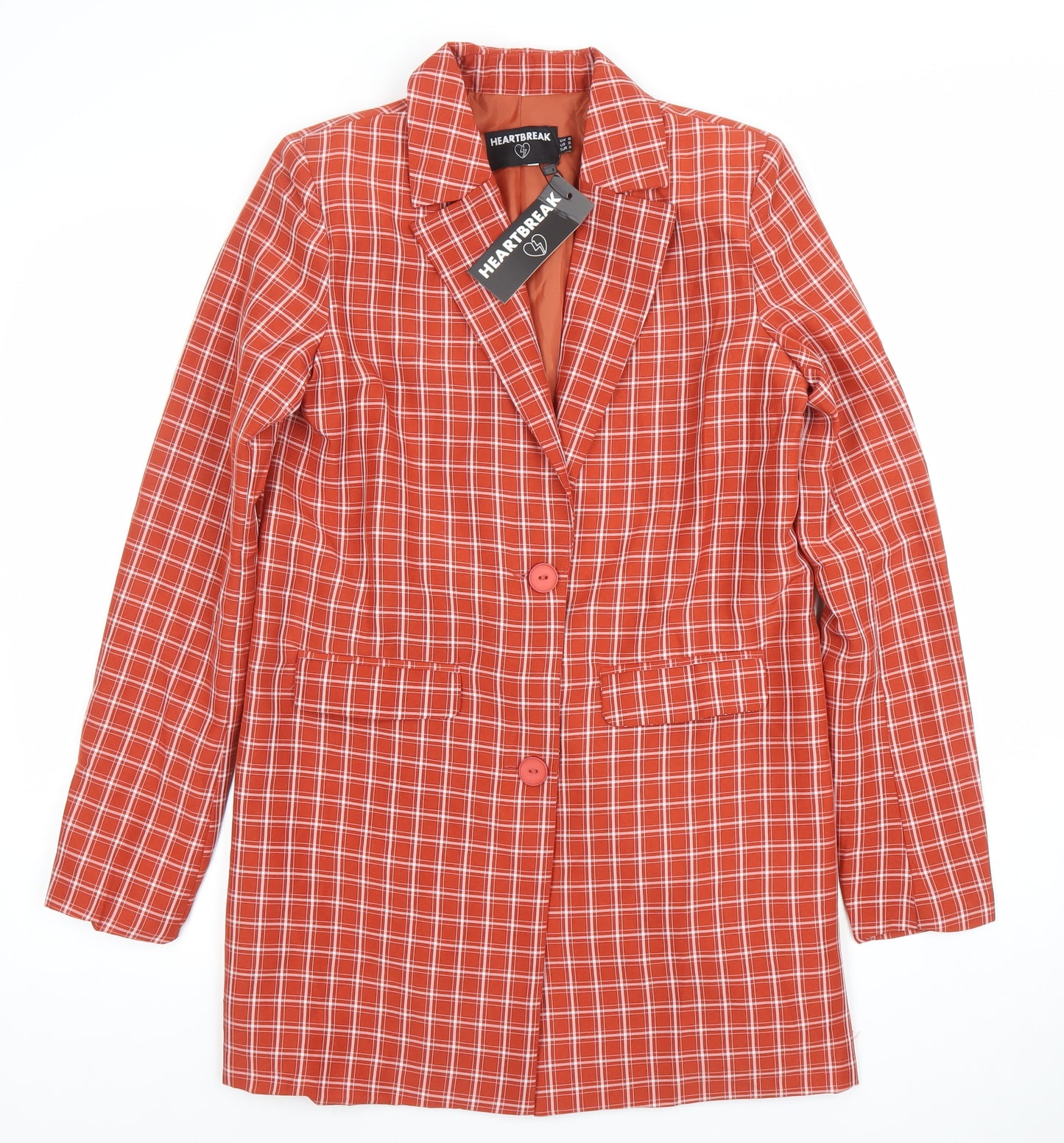 Heartbreak Women's Red Check Blazer UK 8 Single Breasted