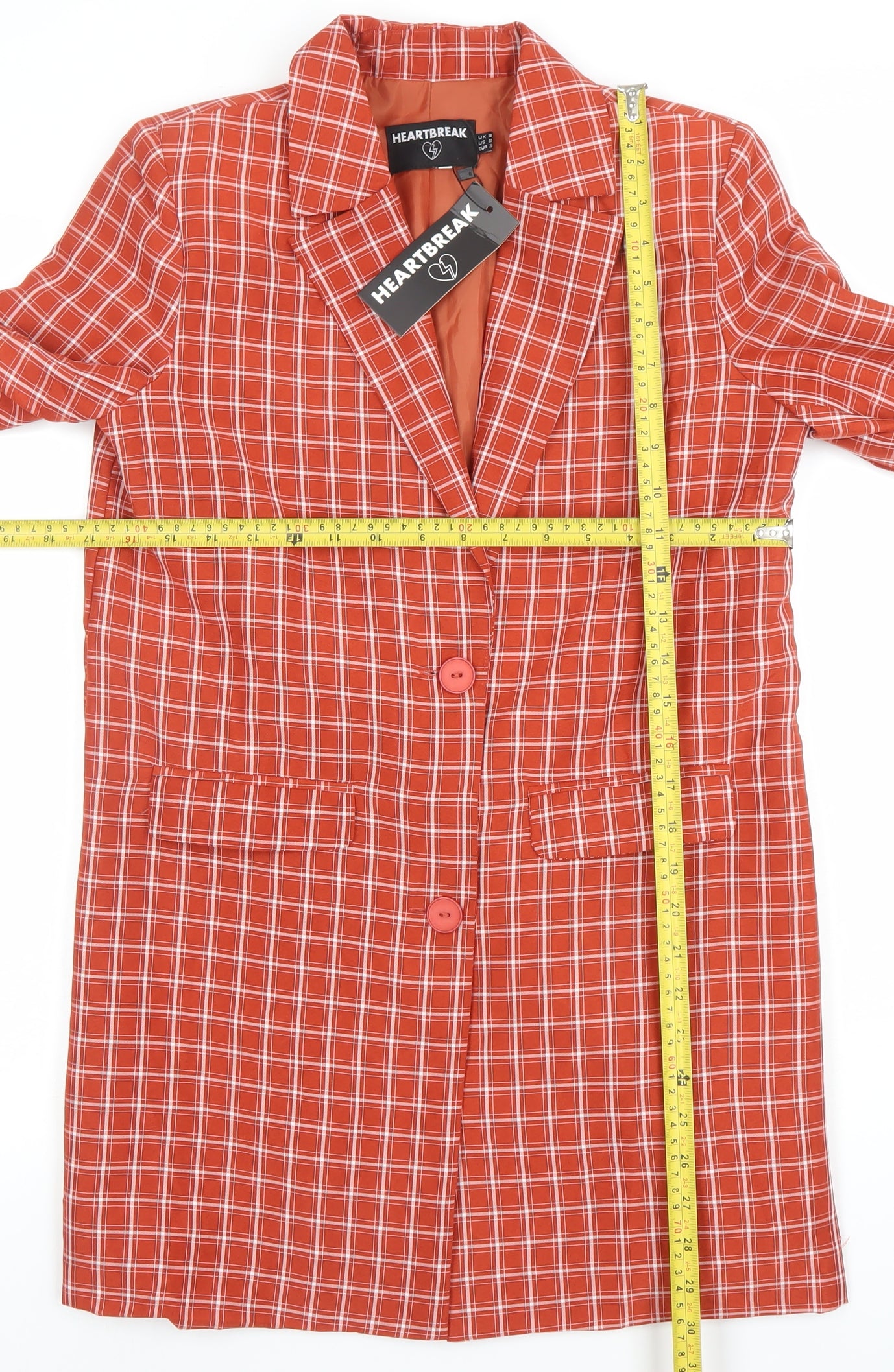 Heartbreak Women's Red Check Blazer UK 8 Single Breasted