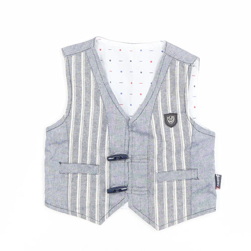 Politto Boys Grey Striped Waistcoat 4 Years Formal Wedding Suit Vest