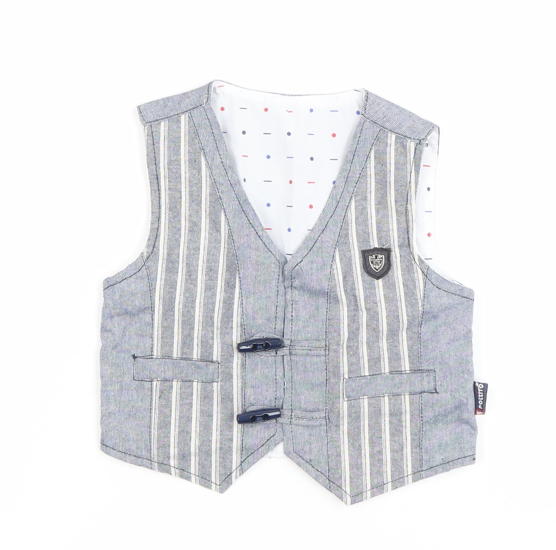 Politto Boys Grey Striped Waistcoat 4 Years Formal Wedding Suit Vest