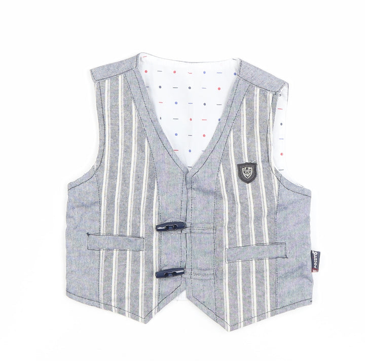 Politto Boys Grey Striped Waistcoat 4 Years Formal Wedding Suit Vest