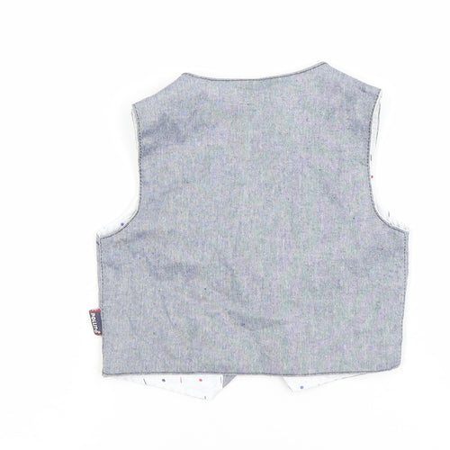 Politto Boys Grey Striped Waistcoat 4 Years Formal Wedding Suit Vest