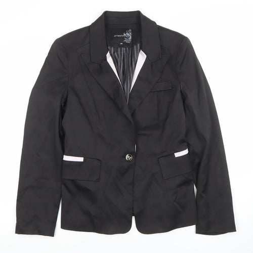 Attentif Womens Black Size 12 Tailored Single-Breasted Blazer
