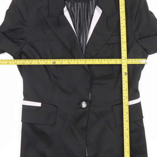 Attentif Womens Black Size 12 Tailored Single-Breasted Blazer