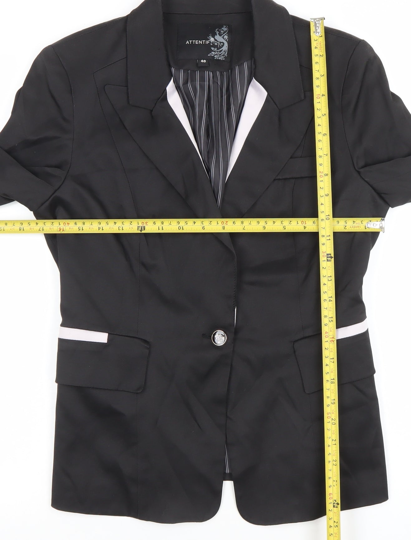 Attentif Womens Black Size 12 Tailored Single-Breasted Blazer