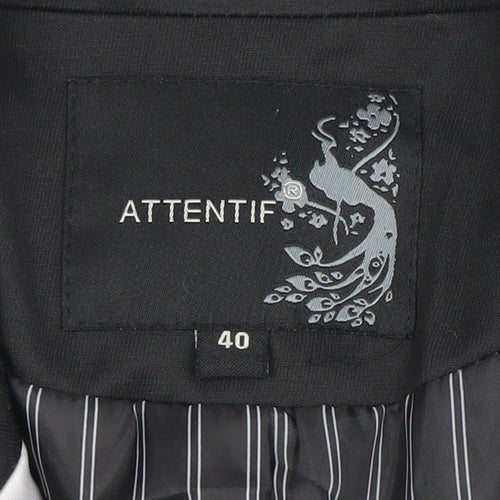 Attentif Womens Black Size 12 Tailored Single-Breasted Blazer