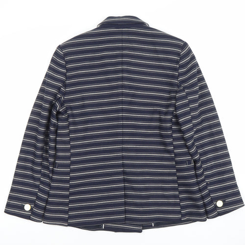 Next Women Navy Striped Double-Breasted Blazer UK 10 Classic Fit