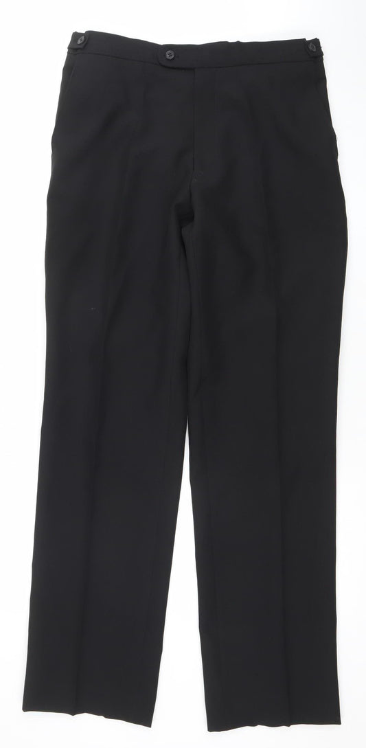 1860 Menswear Black Regular Fit Formal Dress Trousers Size 33R
