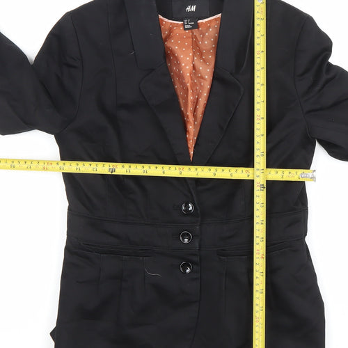 H&M Women's Black Size 10 Cotton Blend Single-Breasted Blazer