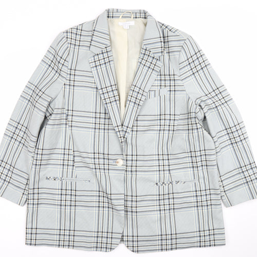 Primark Women Beige Check Single-Breasted Blazer Size 20