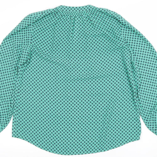 Dunnes Womens Green Geometric Long Sleeve Polyester Blouse Size M