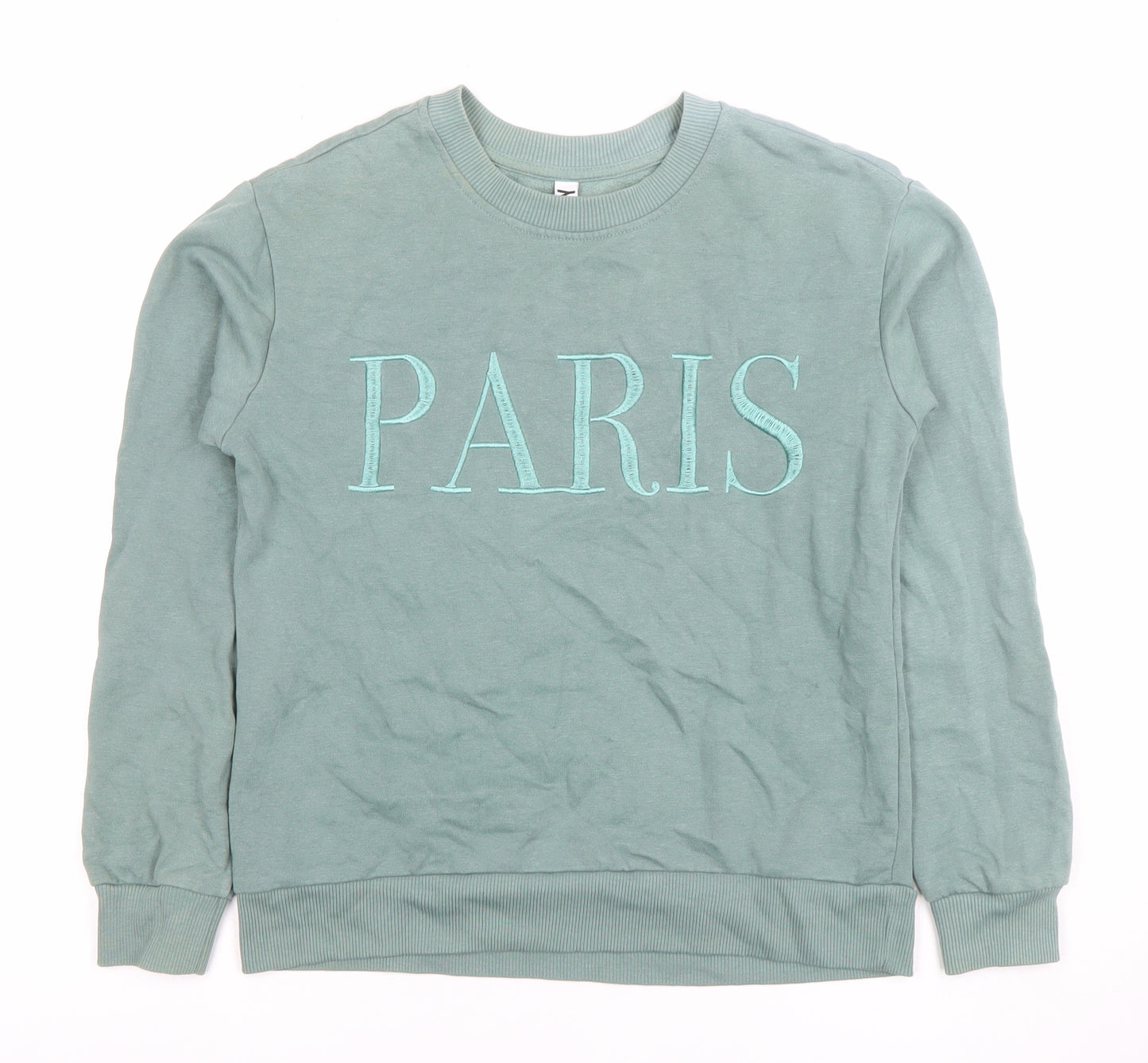 JDY Women’s Green Paris Embroidered Pullover Sweatshirt XS